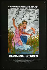 6s478 RUNNING SCARED int'l 1sh '80 artwork of Ken Wahl & Annie McEnroe in swamp!