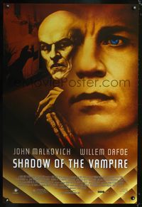 6s487 SHADOW OF THE VAMPIRE 1sh '00 art of John Malkovich as F.W. Murnau, Willem Dafoe!