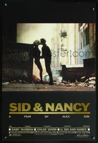 6s491 SID & NANCY foil 1sh '86 Gary Oldman & Chloe Webb, punk rock classic directed by Alex Cox!