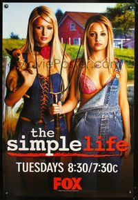 6s492 SIMPLE LIFE TV 1sh '03 Paris Hilton & Nicole Richie in overalls!