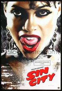 6s496 SIN CITY DS Gail teaser 1sh '05 graphic novel by Frank Miller, close-up of Rosario Dawson!
