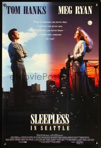 6s503 SLEEPLESS IN SEATTLE int'l DS 1sh '93 Nora Ephron directed, romantic Tom Hanks & Meg Ryan!