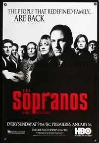 6s511 SOPRANOS TV advance 1sh '99 James Gandolfini, the people that redefined family are back!