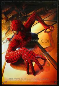 6s516 SPIDER-MAN DS teaser 1sh '02 Tobey Maguire crawling up wall, Sam Raimi, Marvel Comics!
