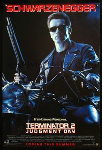 6s544 TERMINATOR 2 DS advance 1sh '91 Arnold Schwarzenegger on motorcycle with shotgun!