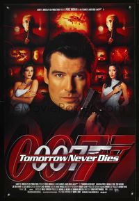 6s561 TOMORROW NEVER DIES 1sh '97 Pierce Brosnan as Bond 007 w/sexy Teri Hatcher & Michelle Yeoh!