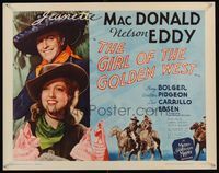 6t188 GIRL OF THE GOLDEN WEST 1/2sh R62 Jeanette MacDonald & Nelson Eddy in cowboy hats!