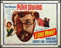 6t234 I LIKE MONEY 1/2sh '62 Mr. Topaze, close-up of bearded Peter Sellers w/cigar, Nadia Gray!