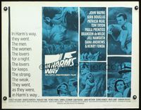 6t243 IN HARM'S WAY 1/2sh '65 John Wayne, Kirk Douglas, Otto Preminger, great Saul Bass artwork!