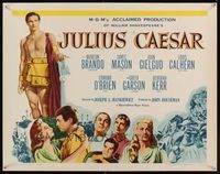 6t274 JULIUS CAESAR 1/2sh R62 Marlon Brando, James Mason & Greer Garson, Shakespeare