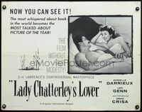 6t295 LADY CHATTERLEY'S LOVER 1/2sh '57 pretty Danielle Darrieux & Leo Genn!