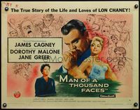 6t345 MAN OF A THOUSAND FACES style B 1/2sh '57 James Cagney as Chaney Sr. w/pretty Dorothy Malone!