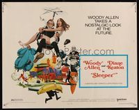 6t532 SLEEPER 1/2sh '74 Woody Allen, Diane Keaton, wacky futuristic sci-fi comedy art by McGinnis!