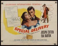 6t546 SPECIAL DELIVERY style B 1/2sh '55 Cotten & Eva Bartok in a hilarious international scandal!