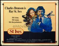 6t549 ST. IVES 1/2sh '76 art of Charles Bronson & sexy Jacqueline Bisset w/gun!