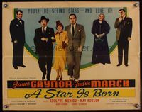 6t554 STAR IS BORN 1/2sh '37 Janet Gaynor, Fredric March, Adolphe Menjou, May Robson, different!