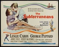 6t566 SUBTERRANEANS 1/2sh '60 from Jack Kerouac novel, art of sexy Leslie Caron & George Peppard!