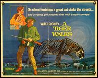 6t596 TIGER WALKS 1/2sh '64 Walt Disney, art of Brian Keith standing by huge prowling tiger!