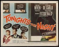 6t600 TONIGHT'S THE NIGHT style B 1/2sh '54 Niven, De Carlo & Barry Fitzgerald, Happy Ever After!