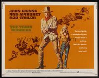 6t608 TRAIN ROBBERS 1/2sh '73 great full-length art of cowboy John Wayne & Ann-Margret!