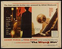 6t657 WRONG MAN 1/2sh '57 Henry Fonda, Vera Miles, Alfred Hitchcock, cool rear view mirror art!