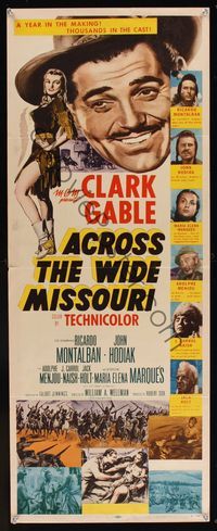 6v326 ACROSS THE WIDE MISSOURI insert '51 art of smiling Clark Gable & sexy Maria Elena Marques!