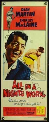 6v329 ALL IN A NIGHT'S WORK insert '61 Dean Martin, sexy Shirley MacLaine wearing only a towel!