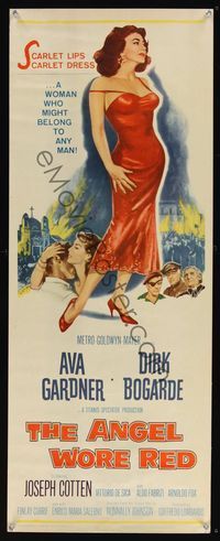 6v335 ANGEL WORE RED insert '60 sexy full-length Ava Gardner, Dirk Bogarde has a price on his head!
