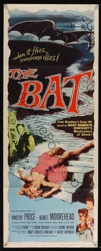 6v348 BAT insert '59 great horror art of Vincent Price & sexy fallen girl!