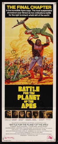 6v349 BATTLE FOR THE PLANET OF THE APES insert '73 great sci-fi art of war between apes & humans!