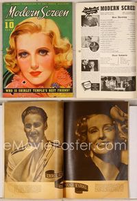 6w035 MODERN SCREEN magazine November 1936, close up art of beautiful Jean Arthur by Earl Christy!