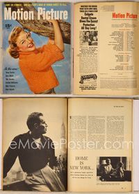 6w039 MOTION PICTURE magazine April 1955, June Allyson hanging from tree by Wally Seawell!!