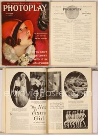 6w025 PHOTOPLAY magazine December 1929, art of Norma Talmadge scared of microphone by Earl Christy!