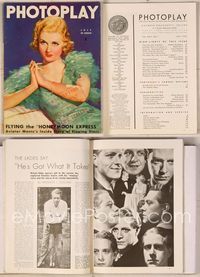 6w028 PHOTOPLAY magazine July 1935, art of pretty Joan Bennett clasping hands by Tchetchet!