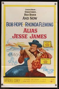 6x030 ALIAS JESSE JAMES 1sh '59 wacky outlaw Bob Hope & sexy Rhonda Fleming!