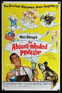 6y010 ABSENT-MINDED PROFESSOR 1sh R67 Walt Disney, Flubber, Fred MacMurray in title role!