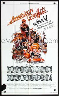 6y037 AMERICAN GRAFFITI 1sh R78 George Lucas teen classic, it was the time of your life!