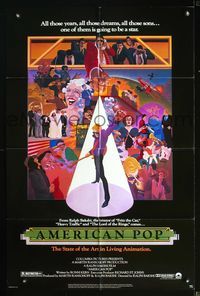6y039 AMERICAN POP 1sh '81 cool rock & roll art by Wilson McClean & Ralph Bakshi!