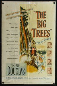 6y085 BIG TREES 1sh '52 Kirk Douglas protects redwoods!