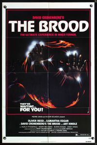 6y109 BROOD 1sh '79 David Cronenberg, cool artwork of monster in embryo!