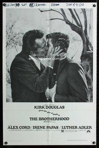 6y110 BROTHERHOOD 1sh '68 Kirk Douglas gives the kiss of death to Alex Cord!