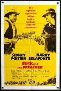 6y112 BUCK & THE PREACHER 1sh '72 Sidney Poitier and Harry Belafonte face off!