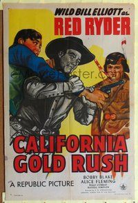 6y119 CALIFORNIA GOLD RUSH 1sh '46 Wild Bill Elliott as Red Ryder, young Robert Blake!
