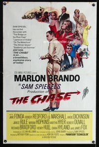 6y131 CHASE 1sh '66 Marlon Brando, Jane Fonda, Robert Redford, directed by Arthur Penn