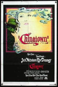 6y135 CHINATOWN 1sh '74 great art of smoking Jack Nicholson & Faye Dunaway, Roman Polanski!