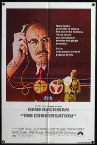 6y150 CONVERSATION 1sh '74 Gene Hackman is an invader of privacy, Francis Ford Coppola directed!