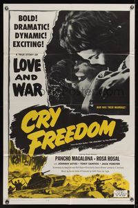 6y161 CRY FREEDOM 1sh '61 a great love story emerged out of the crucible of World War II!