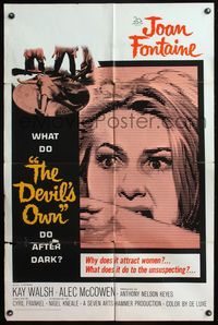 6y182 DEVIL'S OWN 1sh '66 Hammer, Joan Fontaine, what does it do to the unsuspecting?