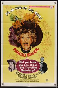 6y185 DID YOU HEAR THE ONE ABOUT THE TRAVELING SALESLADY 1sh '68 wacky close-up of Phyllis Diller!
