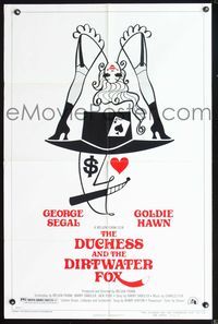 6y196 DUCHESS & THE DIRTWATER FOX style B 1sh '76 Goldie Hawn, George Segal, cool artwork!